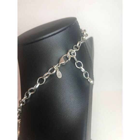 406 Premier Designs circle CZ silvertone drop dangle statement necklace 17"-20" - Picture 2 of 2